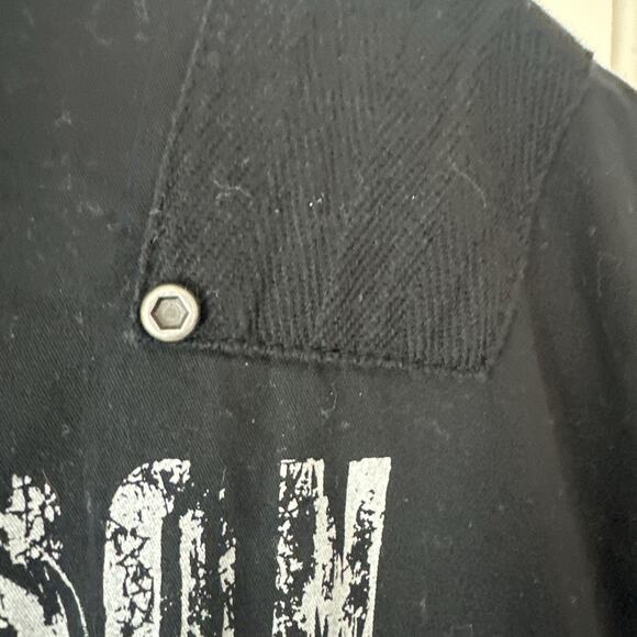 Harley Davidson Black~ Shirt~Button Front~ Cut Off Sleeves~Frayed~ Size X-Large - Picture 5 of 9